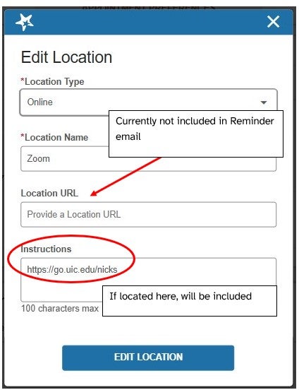 screenshot of location settings in iAdvise